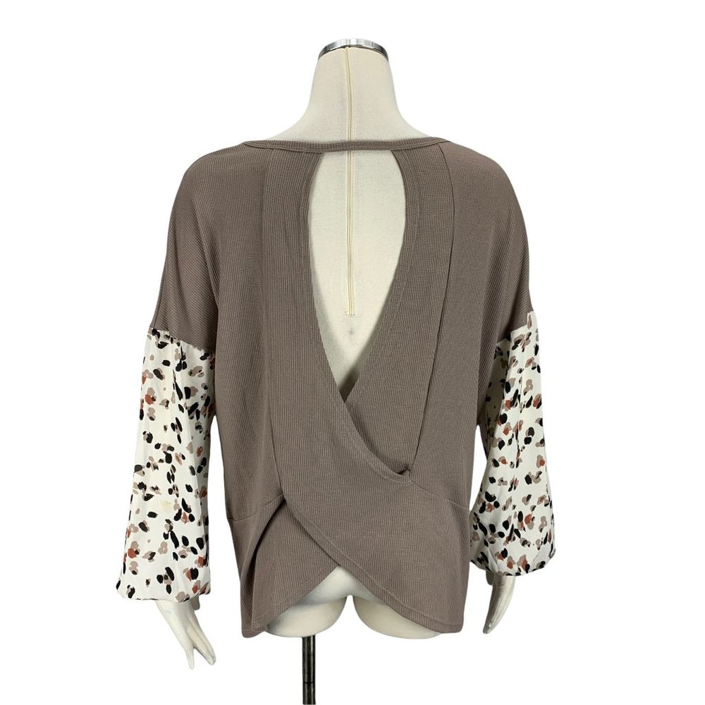White Birch Large Top Open Back Brown T19653XL Stretch Sexy